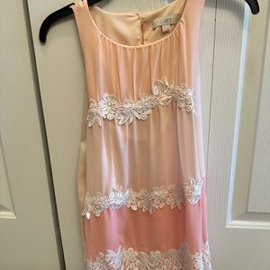 Beautiful Loft sleeveless Blouse with ombre’ colors and lace detail with liner.